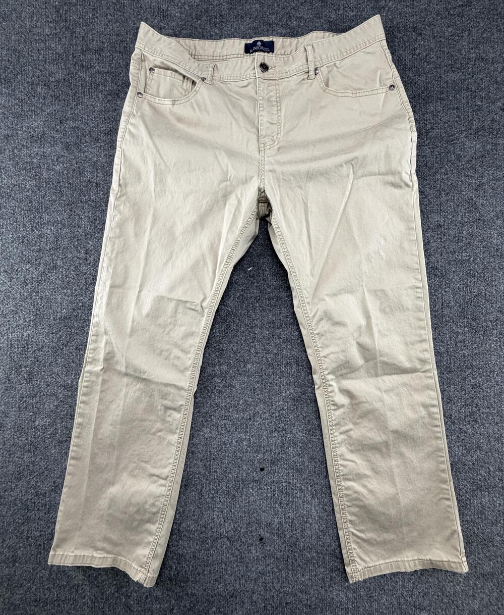 Rainforest Pants Mens 44x29 Beige Chino Khakis Stretch Straight Leg Casual